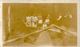 l-r: Annie <Frances> Winters, Lal Winters, Lou Winters, Lillian Cook, Billy Hutchins, Jean Winters, Keith Winters, Vera Cook, Ted & Whacker <Lou's husband> in shirtsleeves