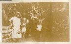 l-r: ?,Vera Cook, Jean Winters <fg>, Lou Winters, Bill Winters, Ted Winters, Keith Winters <on back>, Lal Winters, Des Lewis <fg>, Whacker White at Russell Falls <Every New Years Day>
