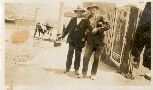 Ted Winters <r> & friend returning from work - Board of Works - temp. depression work. Main road, Glenorchy.